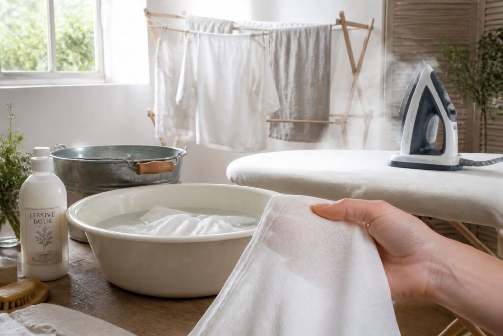 découvrez nos conseils pour entretenir votre linge en lin : astuces de lavage, séchage et repassage afin de préserver la qualité et la douceur de vos vêtements sans les abîmer.