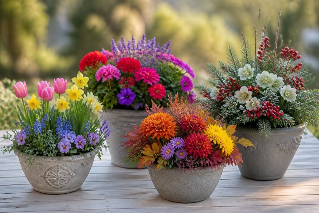 apprenez à composer des jardinières harmonieuses en choisissant les plantes adaptées à chaque saison pour un jardin coloré et équilibré toute l'année.