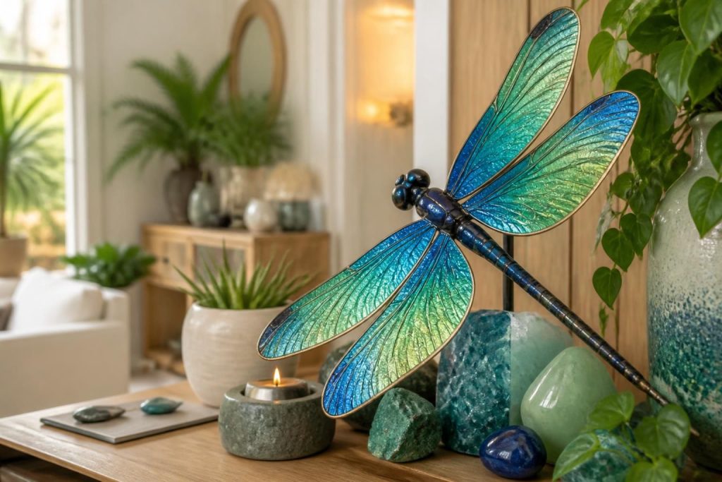 découvrez la symbolique de la libellule, ses couleurs et les messages qu'elle apporte dans votre maison pour créer une ambiance pleine de sens et d'harmonie.