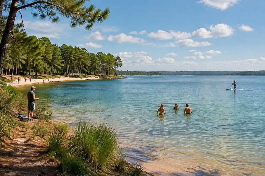 Lac de Parentis : baignade, pêche et découverte en plein air
